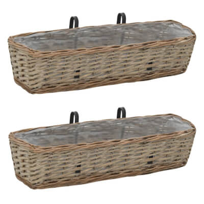 Jardinieră de balcon 2 buc. 60 cm răchită cu căptușeală PE | Cadouri de decor pentru casa